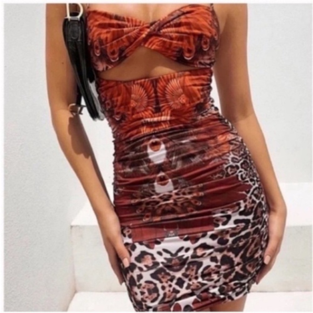 Tiger Mist Brown and Black Mini Dress